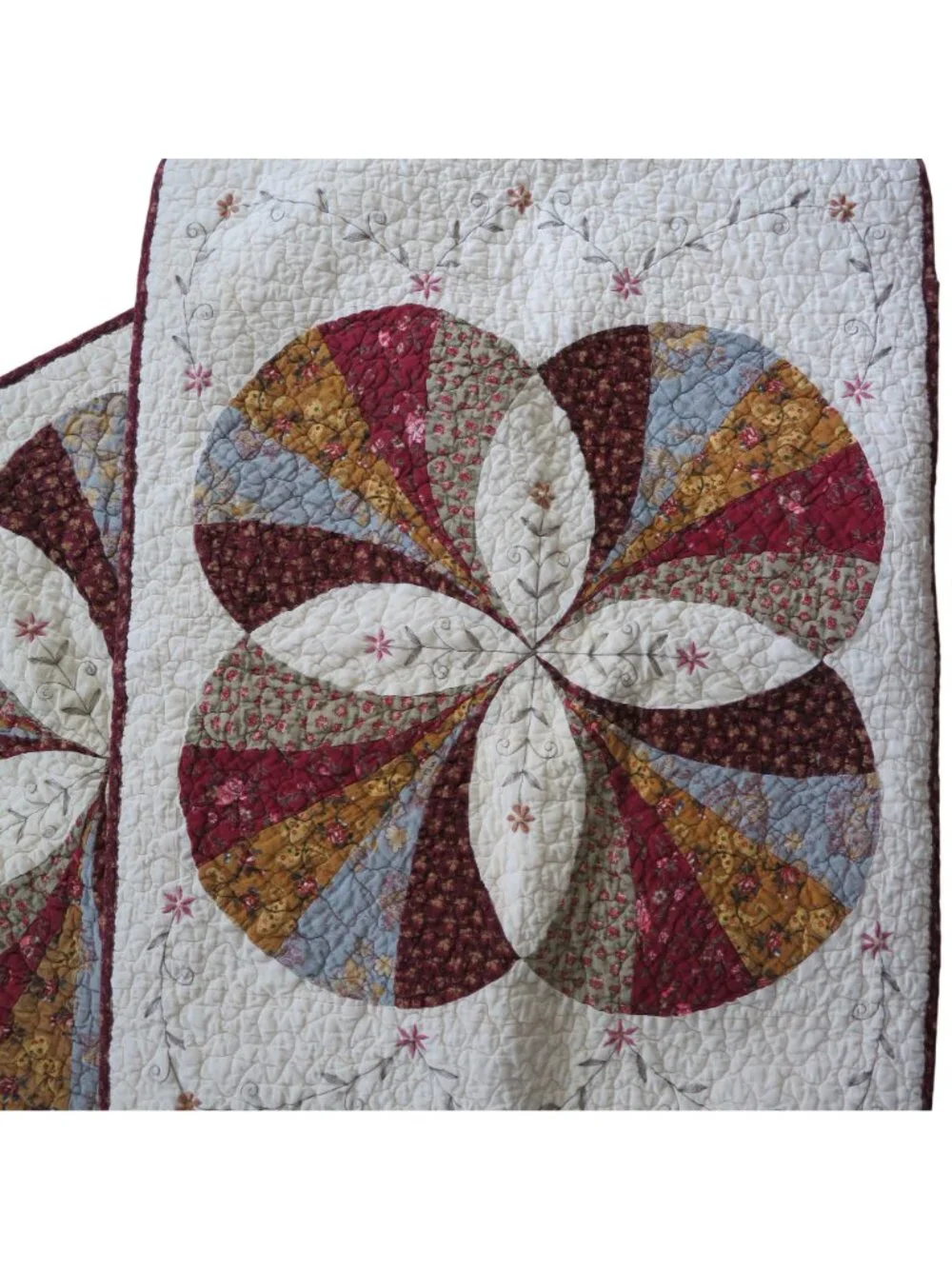 Vintage Quilted Pillow Shams Pair of 2 Floral Patchwork 21